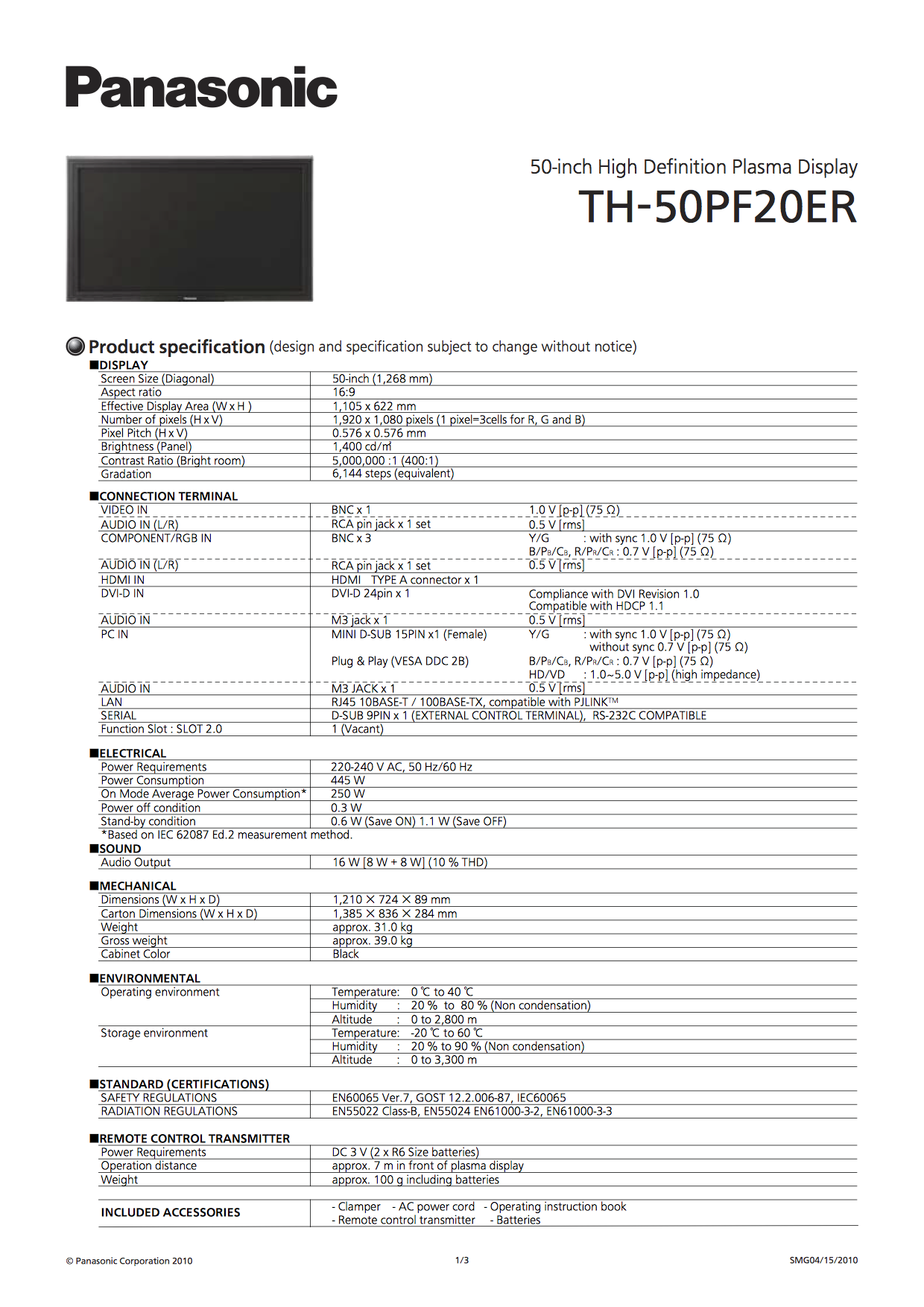 TH-50PF20ER3